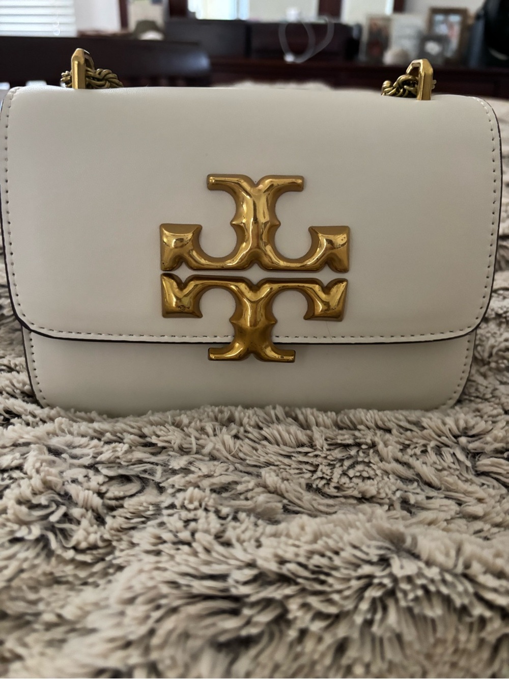 Tory Burch Ivory Crossbody with Gold Logo Hardware